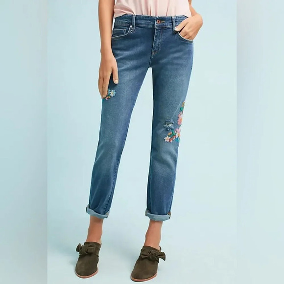 Anthropologie Denim - PILCRO AND THE LETTERPRESS by ANTHROPOLOGIE Embroidered Mid Rise Ankle Jeans‎